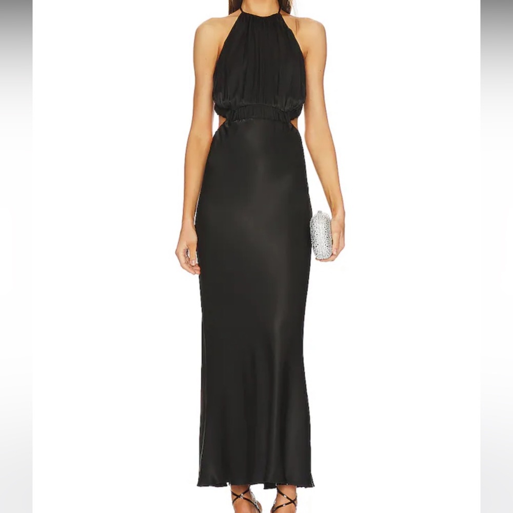 NWT Shona Joy - Ruched Open Back Halter Midi Dress